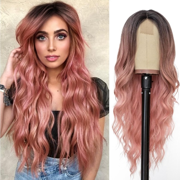 Other - 26” Long Wavy Pink Ombre Wig
